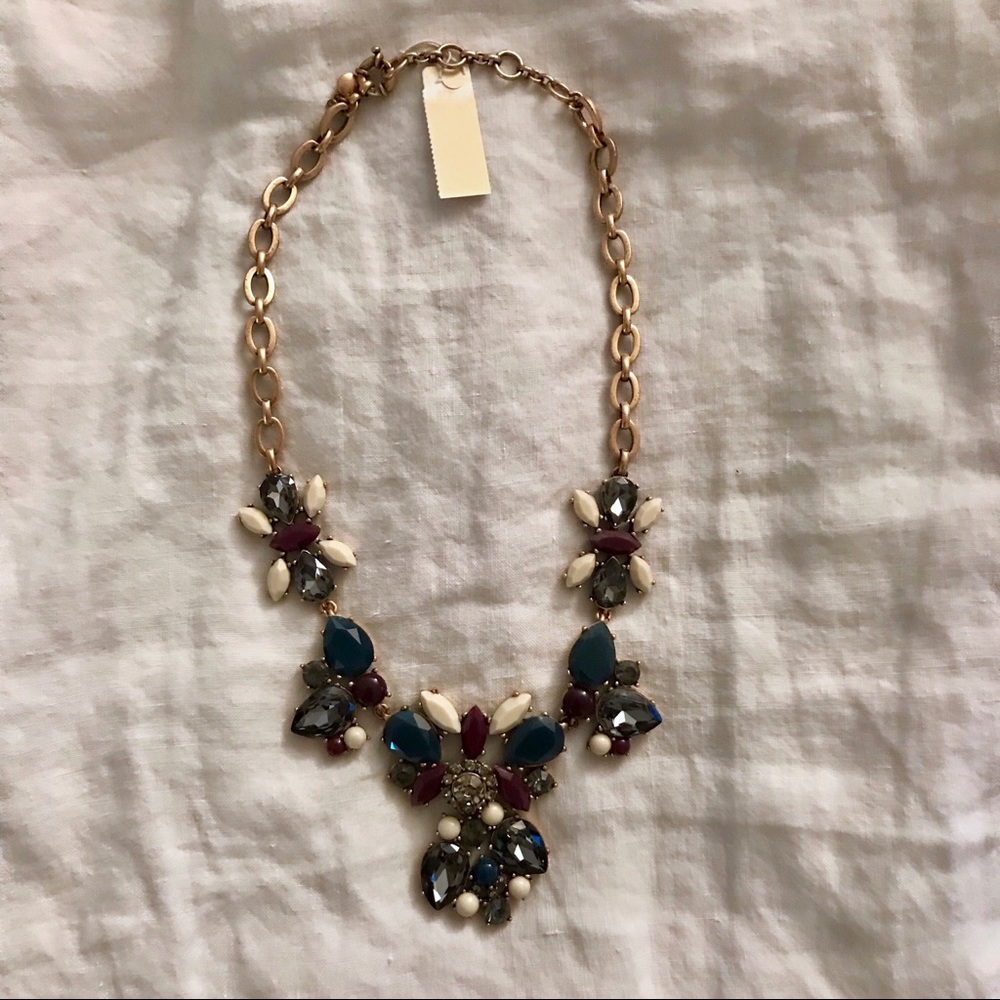 NEW Jcrew blue purple crystal statement necklace